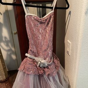 Glittery Pink and White Kids Dress